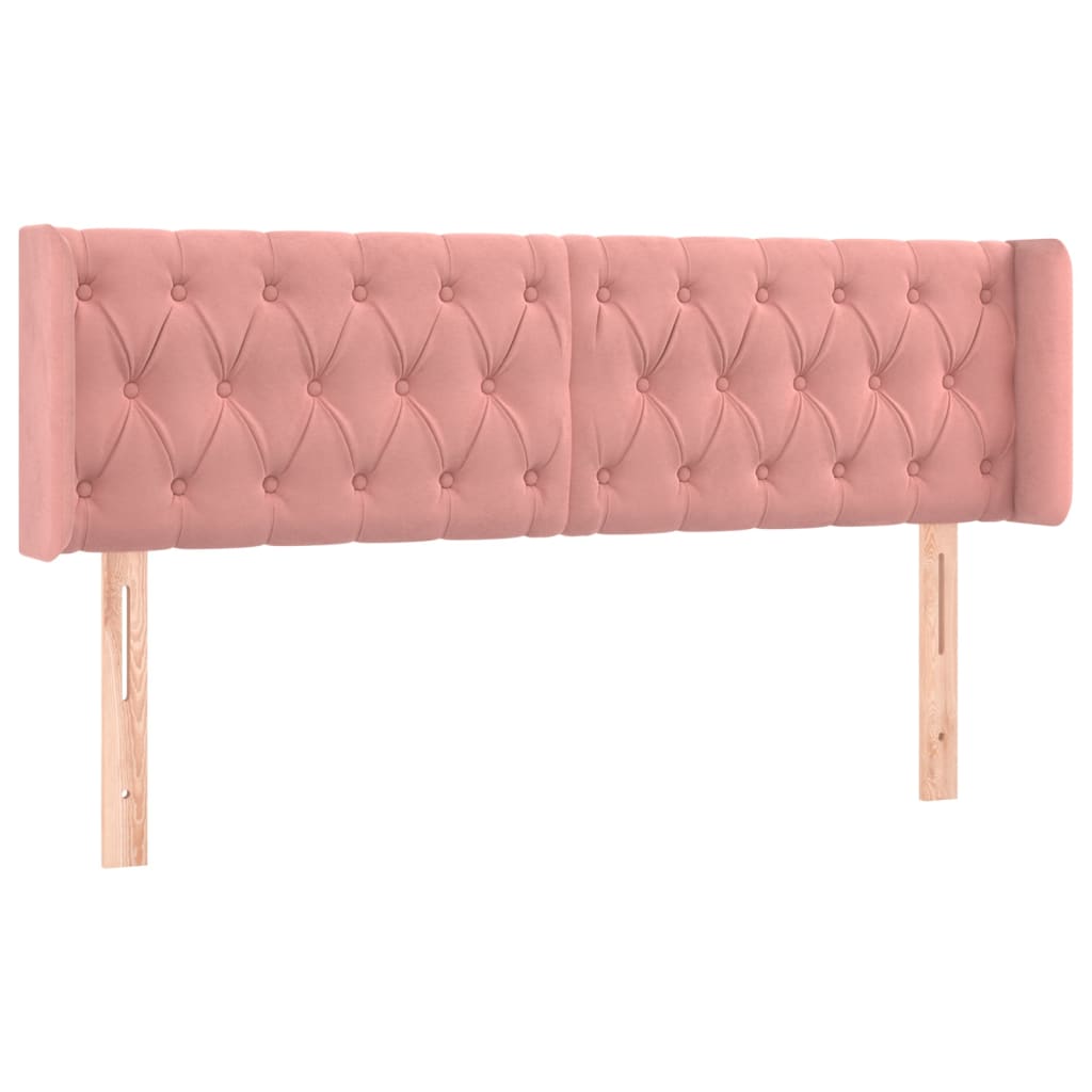sengegavl med kanter 147x16x78/88 cm fløjl lyserød