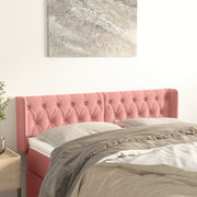 sengegavl med kanter 147x16x78/88 cm fløjl lyserød