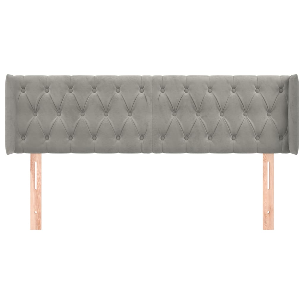 sengegavl med kanter 163x16x78/88 cm fløjl lysegrå