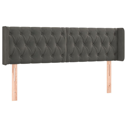 sengegavl med kanter 163x16x78/88 cm fløjl mørkegrå