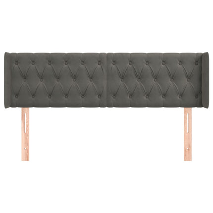 sengegavl med kanter 163x16x78/88 cm fløjl mørkegrå