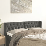 sengegavl med kanter 163x16x78/88 cm fløjl mørkegrå
