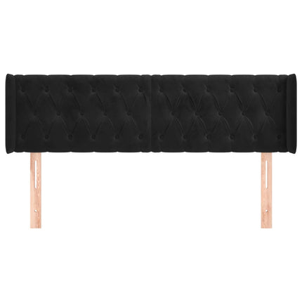 sengegavl med kanter 163x16x78/88 cm fløjl sort