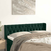 sengegavl med kanter 163x16x78/88 cm fløjl mørkegrøn