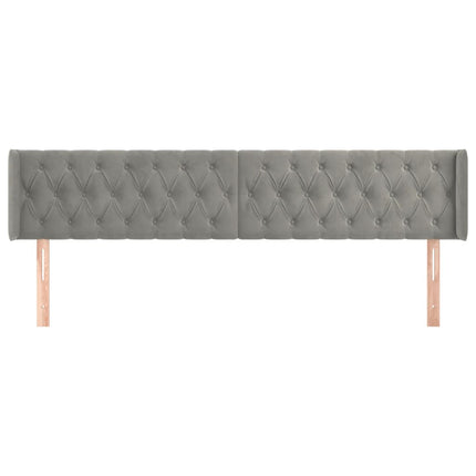 sengegavl med kanter 183x16x78/88 cm fløjl lysegrå