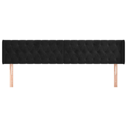sengegavl med kanter 183x16x78/88 cm fløjl sort