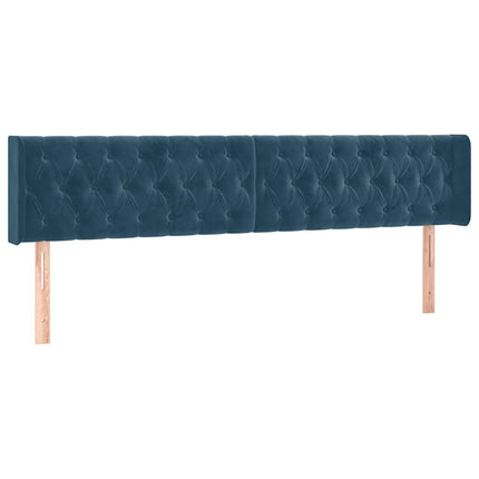 sengegavl med kanter 183x16x78/88 cm fløjl mørkeblå