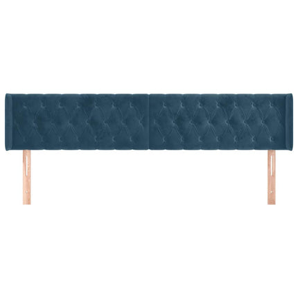 sengegavl med kanter 183x16x78/88 cm fløjl mørkeblå