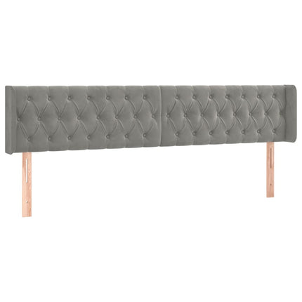 sengegavl med kanter 203x16x78/88 cm fløjl lysegrå