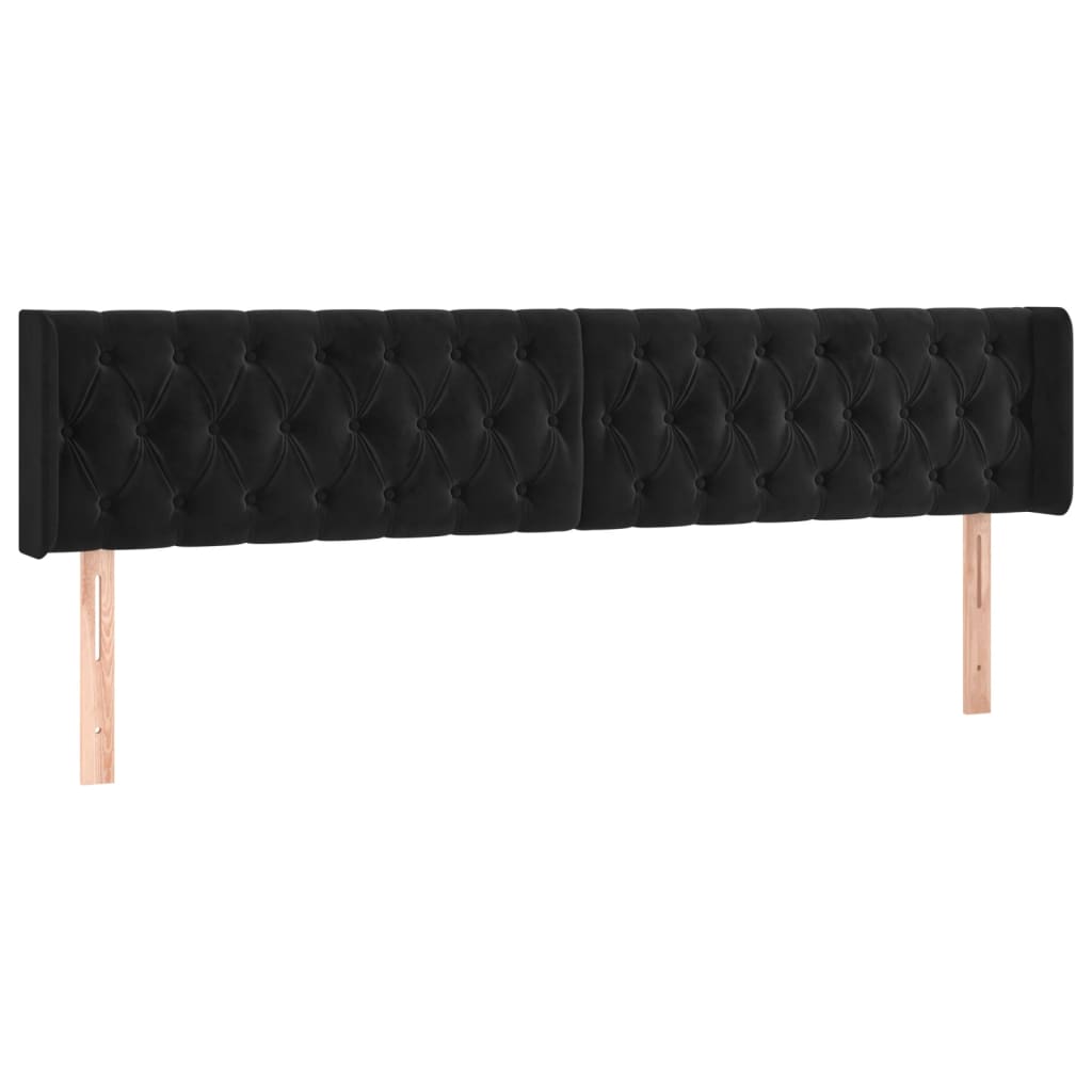 sengegavl med kanter 203x16x78/88 cm fløjl sort