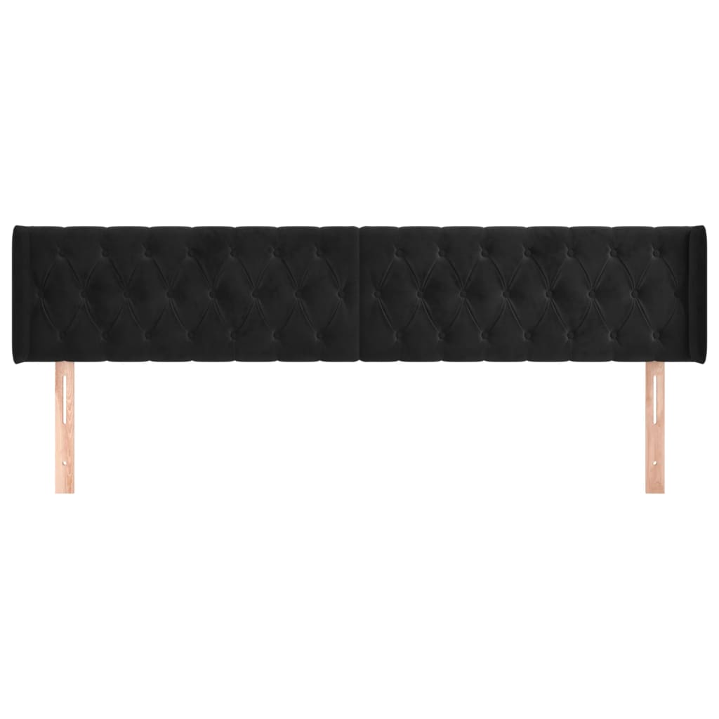 sengegavl med kanter 203x16x78/88 cm fløjl sort