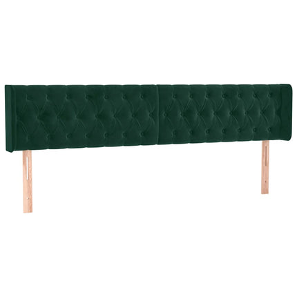 sengegavl med kanter 203x16x78/88 cm fløjl mørkegrøn