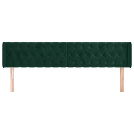 sengegavl med kanter 203x16x78/88 cm fløjl mørkegrøn