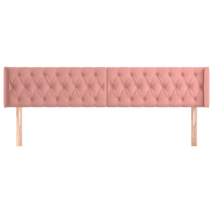 sengegavl med kanter 203x16x78/88 cm fløjl lyserød