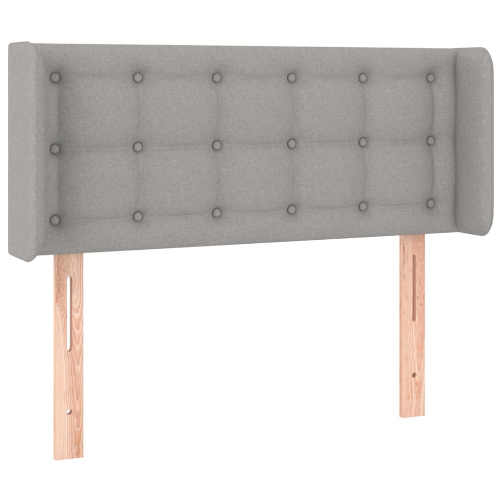 sengegavl med kanter 83x16x78/128 cm stof lysegrå