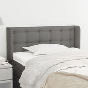 sengegavl med kanter 83x16x78/128 cm stof mørkegrå