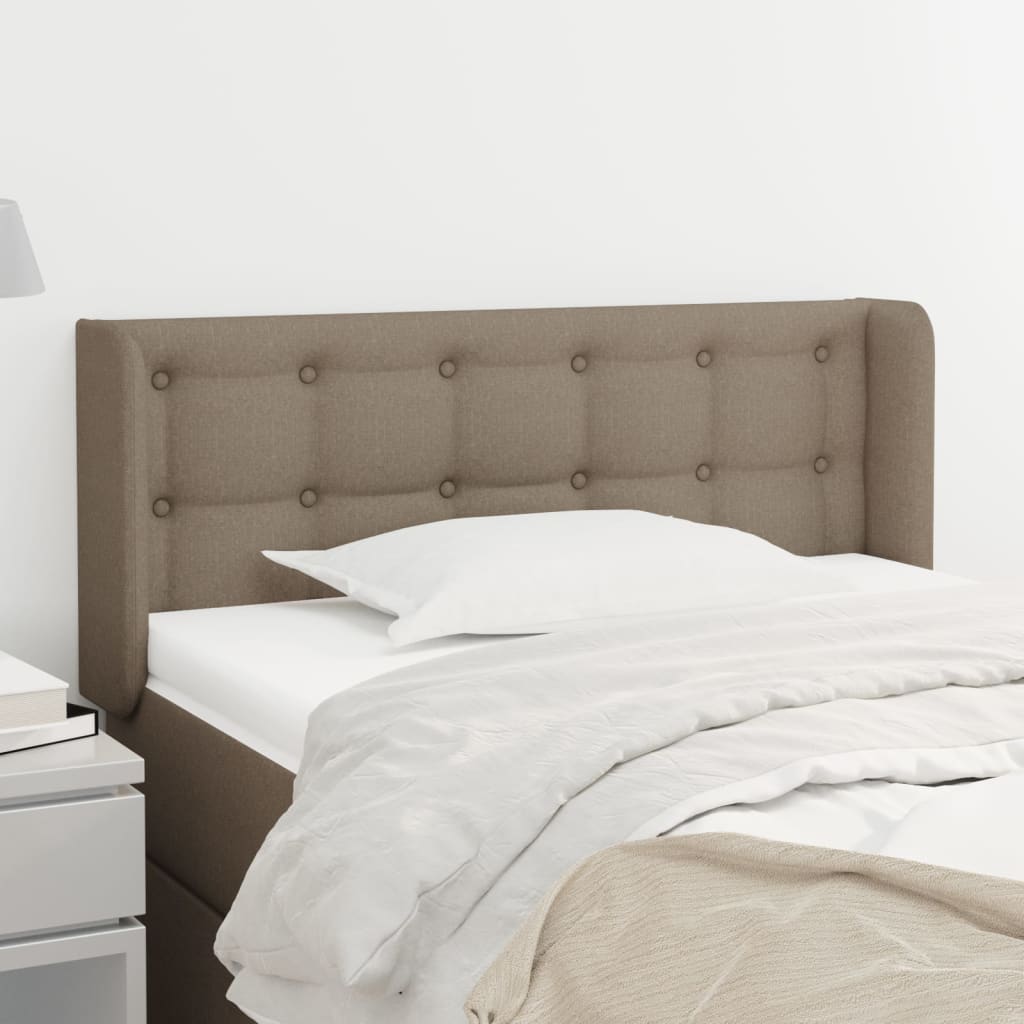 sengegavl med kanter 83x16x78/128 cm stof gråbrun