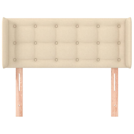 sengegavl med kanter 83x16x78/128 cm stof cremefarvet