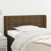 sengegavl med kanter 93x16x78/88 cm stof mørkebrun