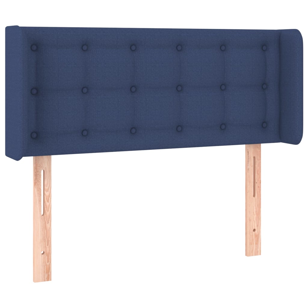 sengegavl med kanter 103x16x78/88 cm stof blå