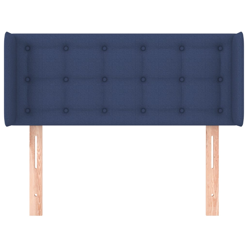 sengegavl med kanter 103x16x78/88 cm stof blå