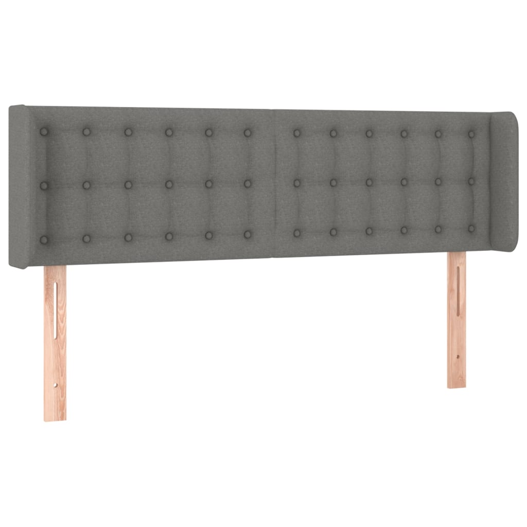 sengegavl med kanter 147x16x78/88 cm stof mørkegrå