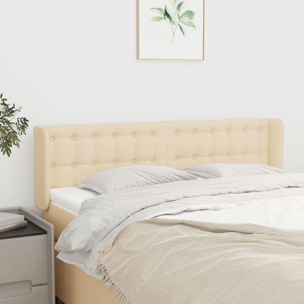 sengegavl med kanter 147x16x78/88 cm stof cremefarvet