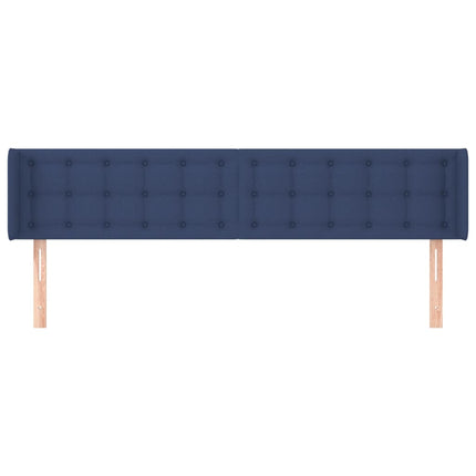 sengegavl med kanter 163x16x78/88 cm stof blå