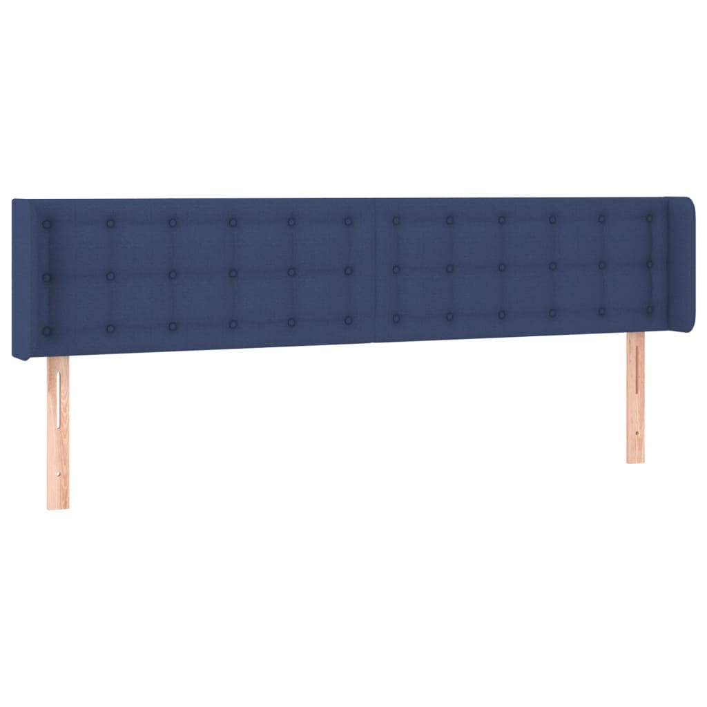 sengegavl med kanter 183x16x78/88 cm stof blå