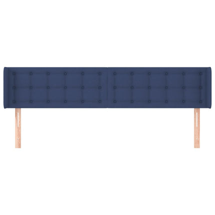 sengegavl med kanter 183x16x78/88 cm stof blå
