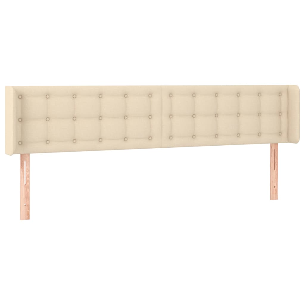 sengegavl med kanter 203x16x78/88 cm stof cremefarvet
