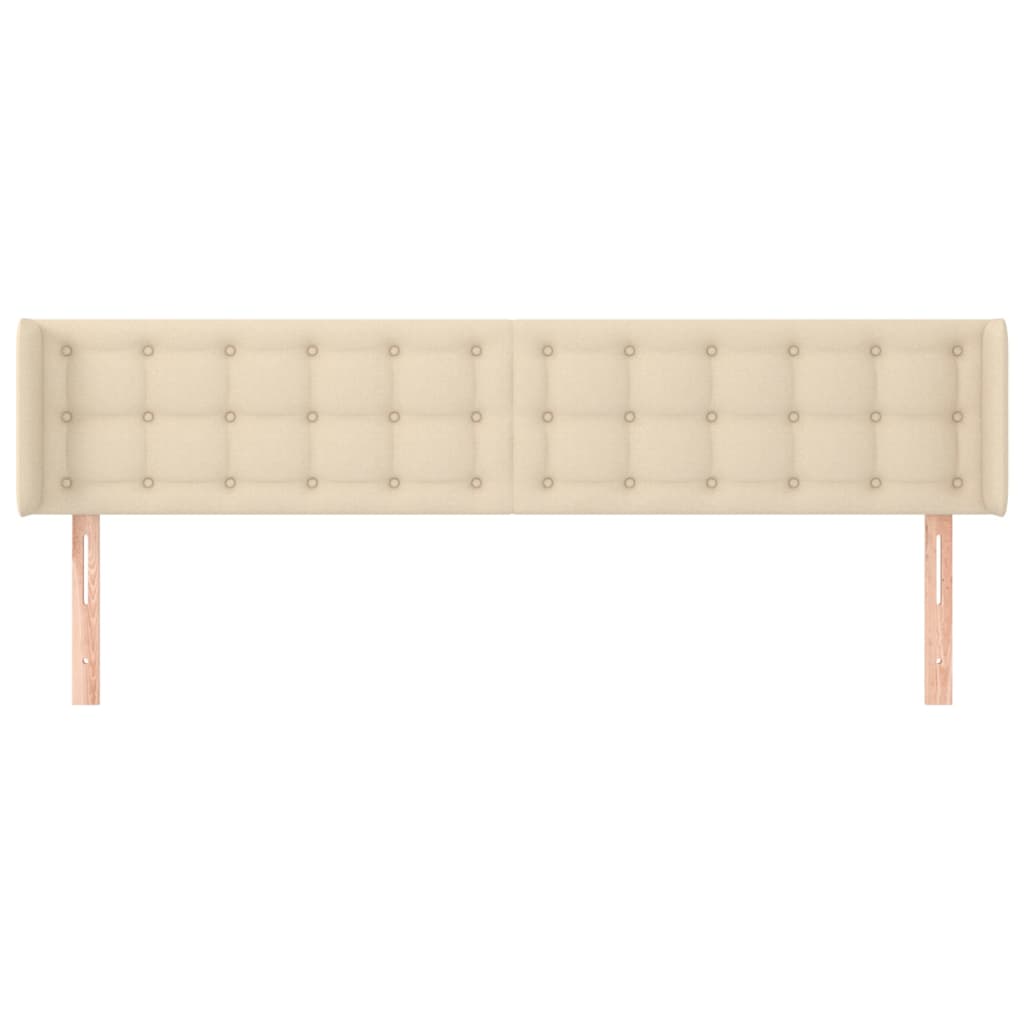 sengegavl med kanter 203x16x78/88 cm stof cremefarvet
