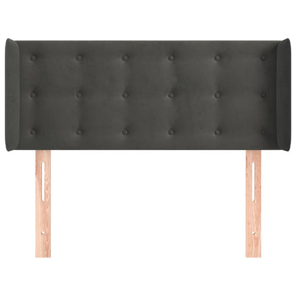 sengegavl med kanter 83x16x78/88 cm fløjl mørkegrå