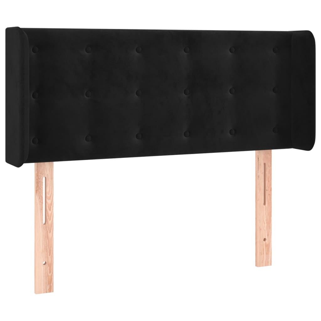 sengegavl med kanter 83x16x78/88 cm fløjl sort