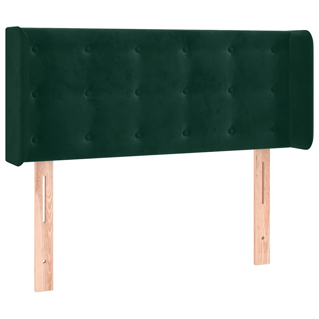 sengegavl med kanter 83x16x78/88 cm fløjl mørkegrøn