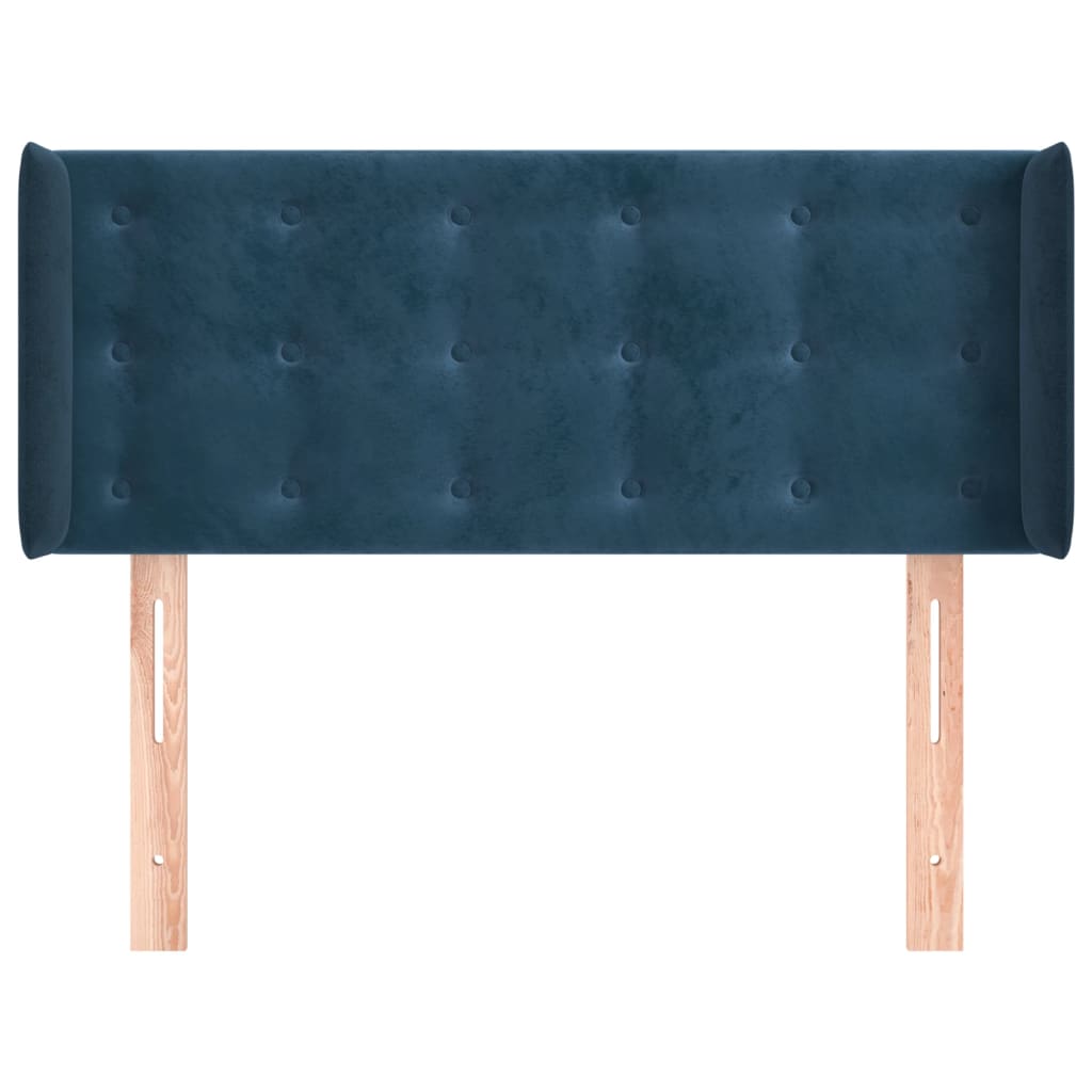 sengegavl med kanter 83x16x78/88 cm fløjl mørkeblå