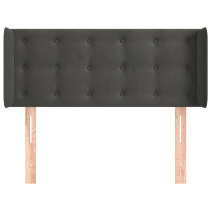 sengegavl med kanter 93x16x78/88 cm fløjl mørkegrå