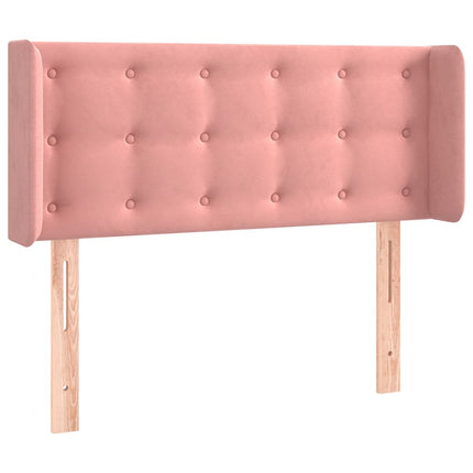 sengegavl med kanter 93x16x78/88 cm fløjl lyserød