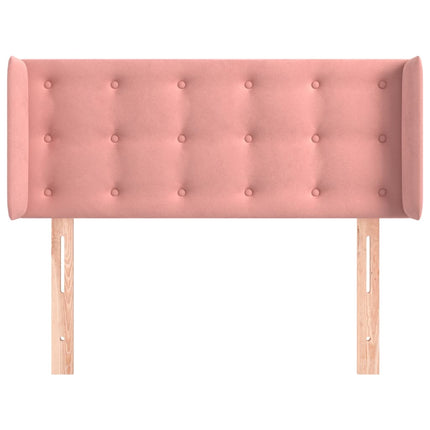 sengegavl med kanter 93x16x78/88 cm fløjl lyserød
