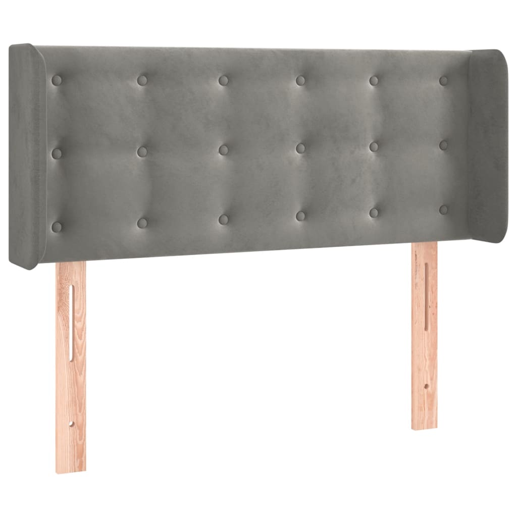 sengegavl med kanter 103x16x78/88 cm fløjl lysegrå