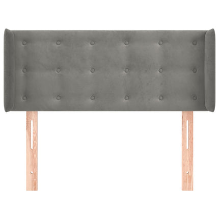 sengegavl med kanter 103x16x78/88 cm fløjl lysegrå