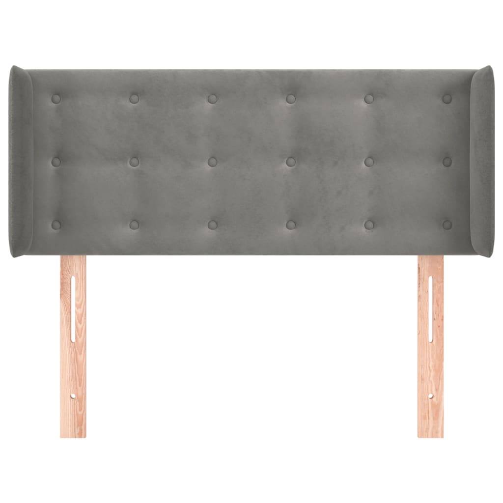 sengegavl med kanter 103x16x78/88 cm fløjl lysegrå