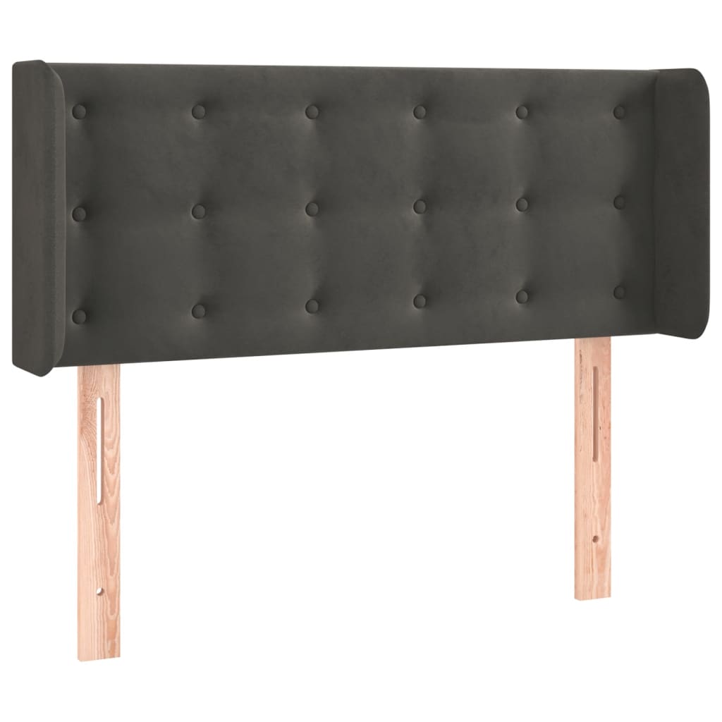 sengegavl med kanter 103x16x78/88 cm fløjl mørkegrå