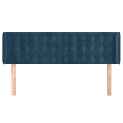 sengegavl med kanter 147x16x78/88 cm fløjl mørkeblå