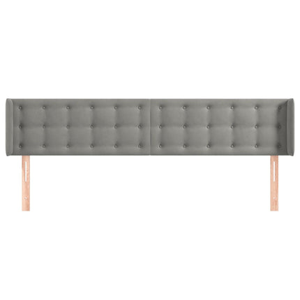 sengegavl med kanter 163x16x78/88 cm fløjl lysegrå