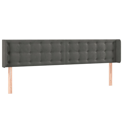 sengegavl med kanter 163x16x78/88 cm fløjl mørkegrå