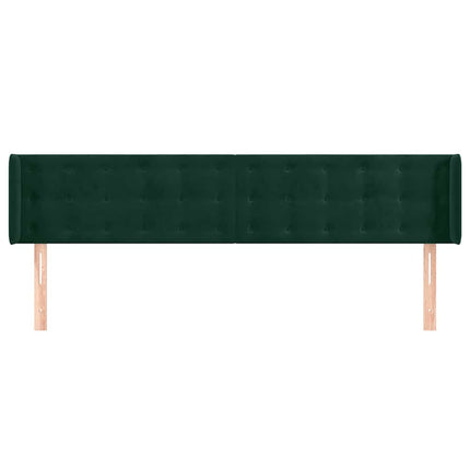 sengegavl med kanter 163x16x78/88 cm fløjl mørkegrøn