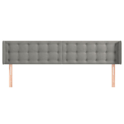 sengegavl med kanter 183x16x78/88 cm fløjl lysegrå