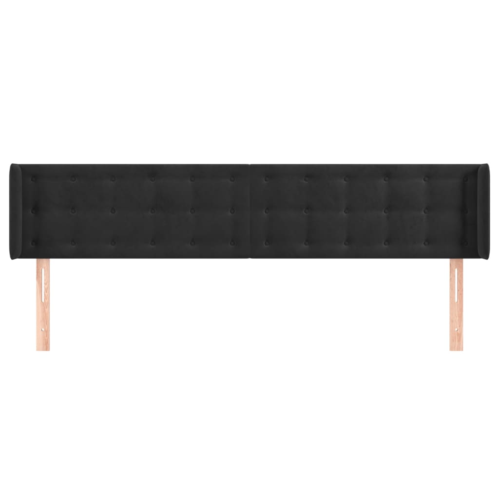 sengegavl med kanter 183x16x78/88 cm fløjl sort