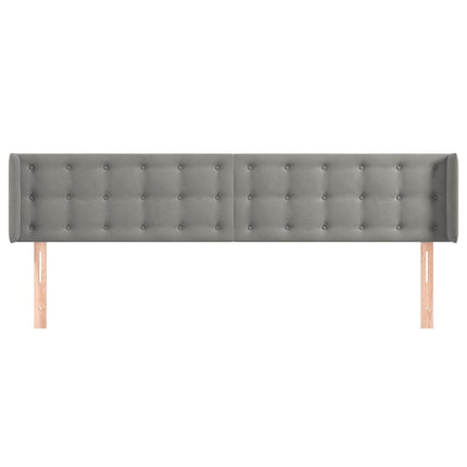 sengegavl med kanter 203x16x78/88 cm fløjl lysegrå